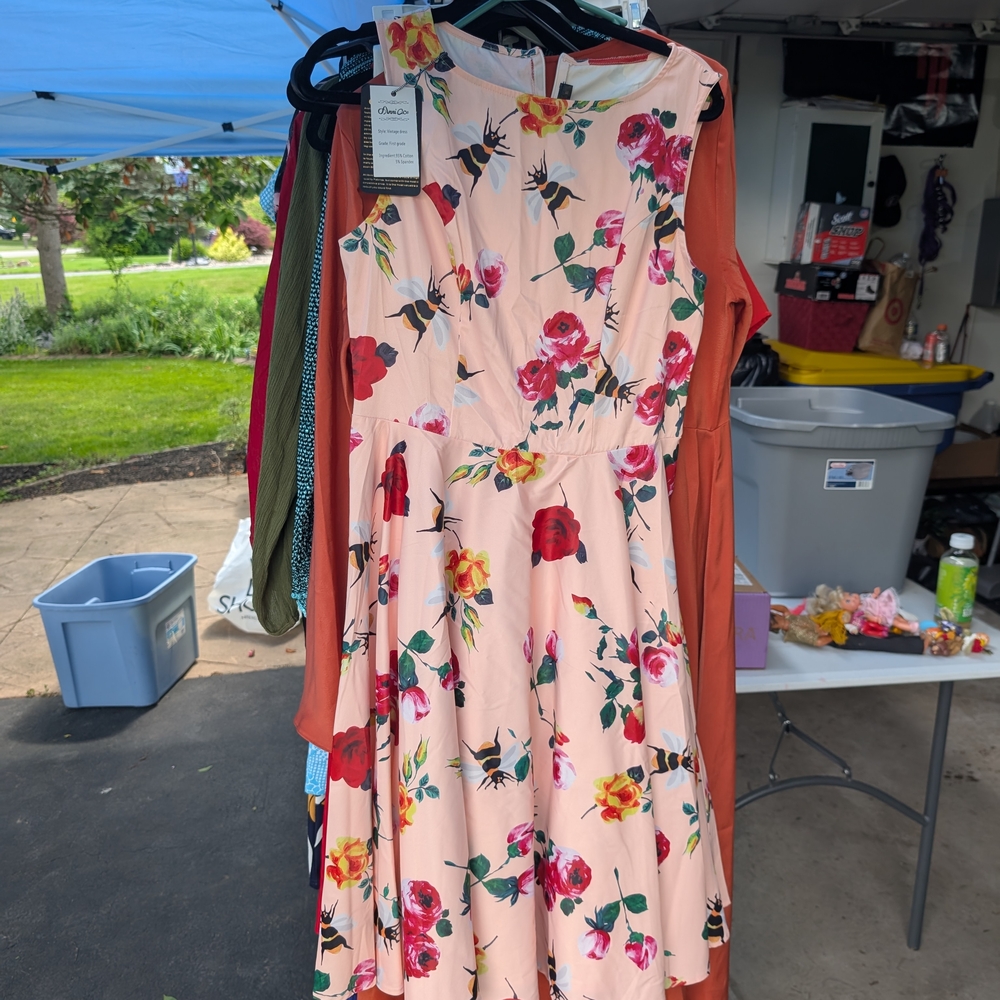 Amuse Society Floral Midi Dress in Pink and Red